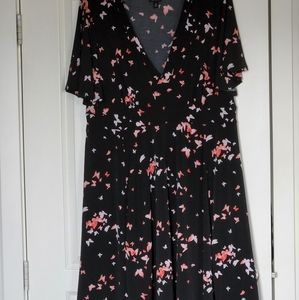 Torrid Size 2 black skater dress with pi k butterflies.